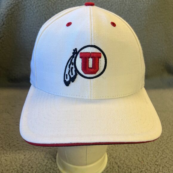 Utah Utes Hat Cap Fitted Adult 7 1/2 Wool Bend White Twins Enterprise NCAA - Picture 1 of 9